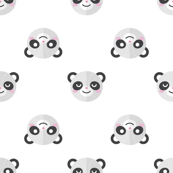 Vector plana cartoon panda cabeças sem costura padrão. Contexto animal . — Vetor de Stock