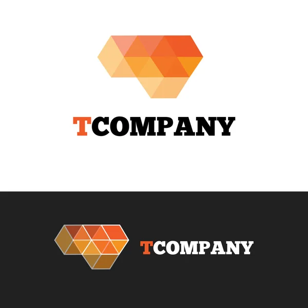 Vector modern orange T letter logo. Abstract cubes logotype. — Stockový vektor