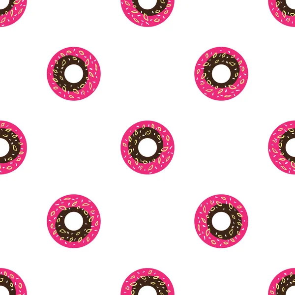 Vector estilo cartoon donuts sem costura padrão. Simples fundo doce —  Vetores de Stock