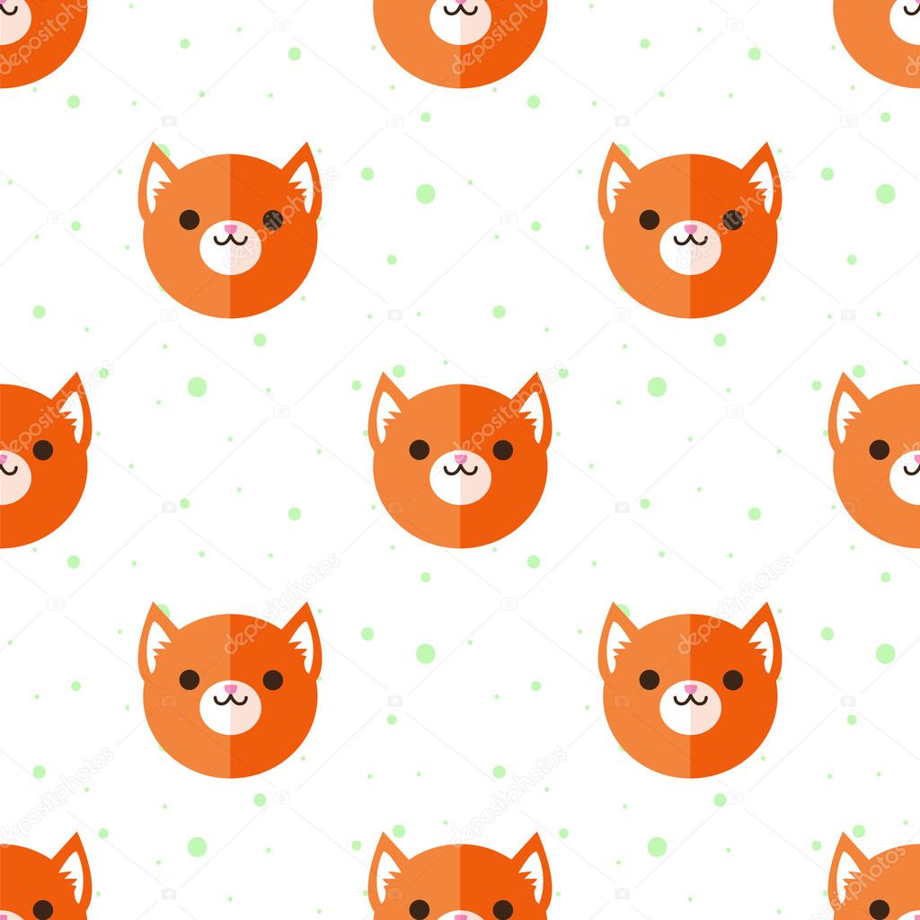 Vector flat cartoon fox heads seamless pattern. Animal background.