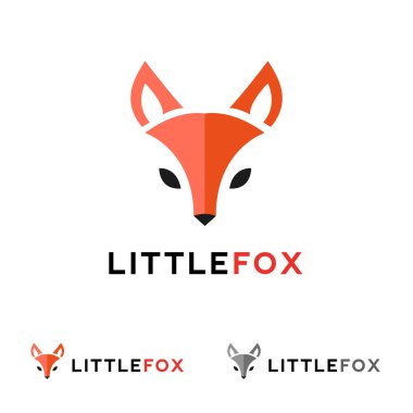 Vector minimalistic red fox head logo in flat style clipart