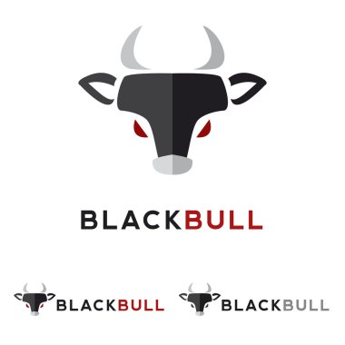 Vektör minimalist düz hayvan baş logo. Siyah boğa logosu.