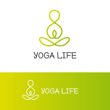 Vektör yoga logo trendy örtüşen tekniği