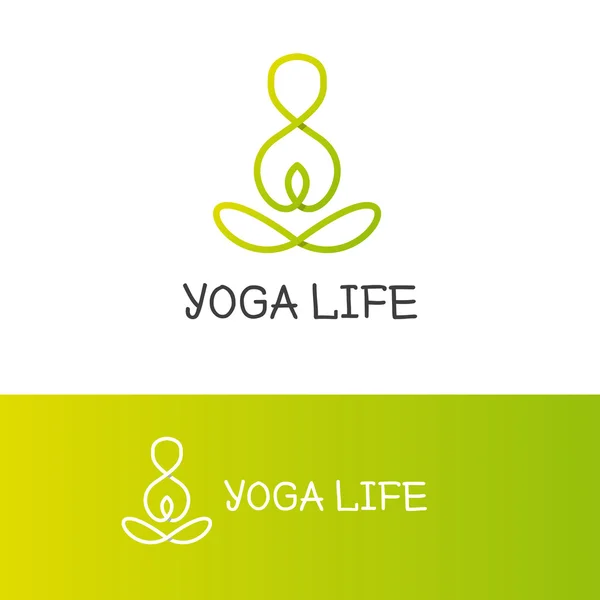 Vector yoga logotype in trendy overlapping technique — Stock Vector