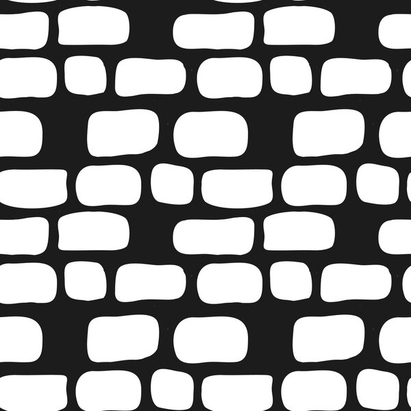 Vector hand drawn simple brick wall seamless pattern. Doodle style background.
