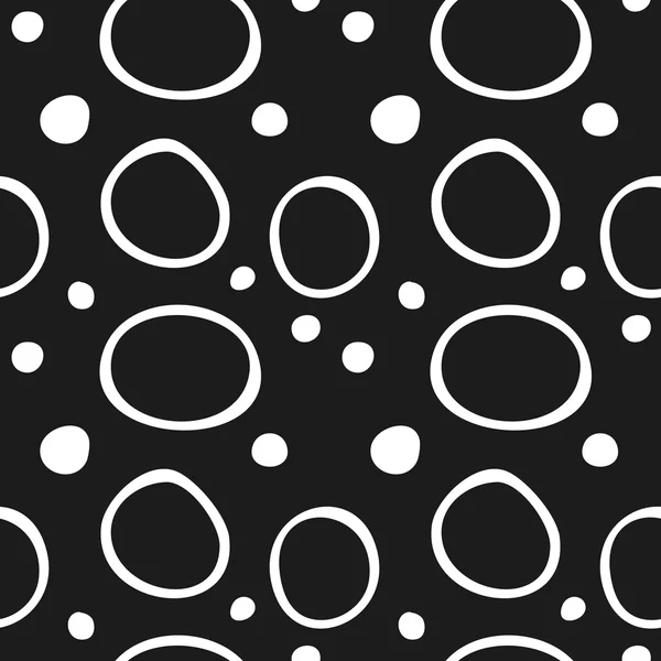 Vector hand drawn black and white seamless pattern. Doodle sketchy circles background. — Stock Vector