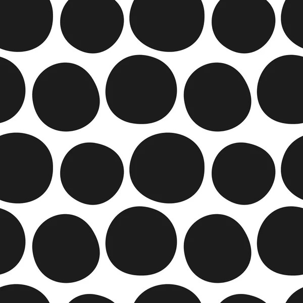 Vector hand drawn black and white seamless pattern. Doodle sketchy circles background. — Stock Vector