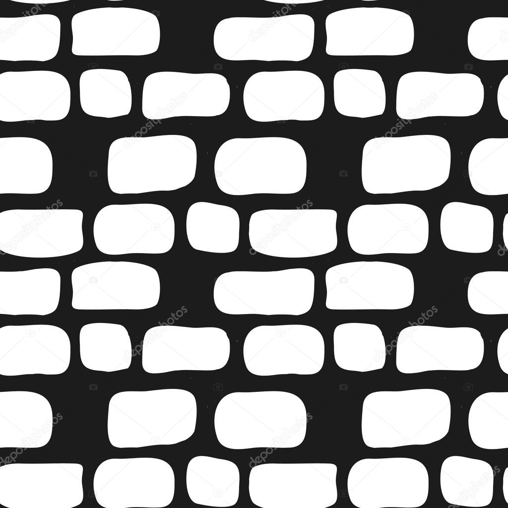 Vector hand drawn simple brick wall seamless pattern. Doodle style background.