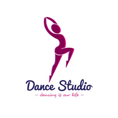 Vektör dans studio logosu. Dansçı logo