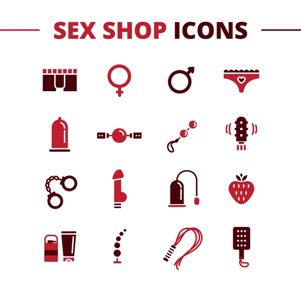 Vektor sex shop ikony nastavit. Módní dva symboly lásky styl Barva čáry — Stockový vektor