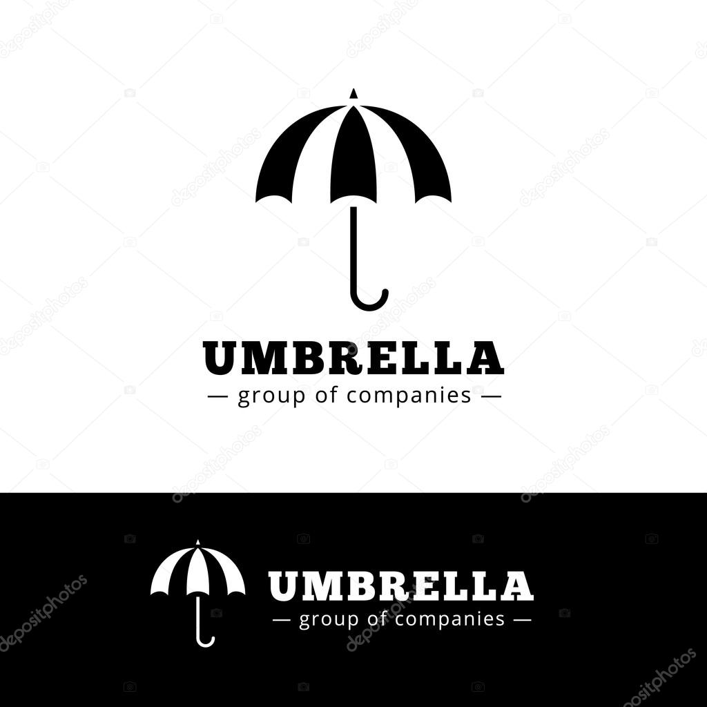 Vector minimalistic black umbrella logo. Simple umbrella logotype
