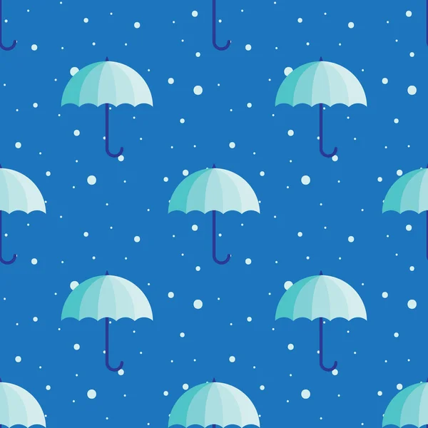 Vector vintage umbrellas seamless pattern. Cute blue winter umbrella background — Stock Vector