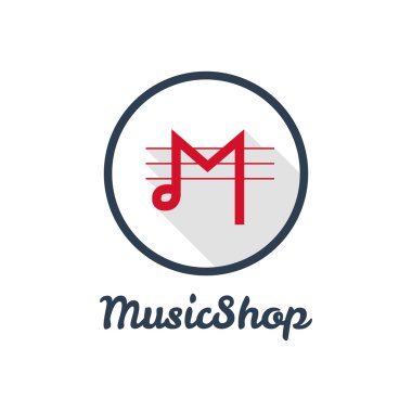 Vektör düz modern minimalist müzik dükkanı veya studio logosu