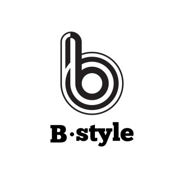 Vektör modern siyah ve beyaz soyut logo. B harfi logo çizgili