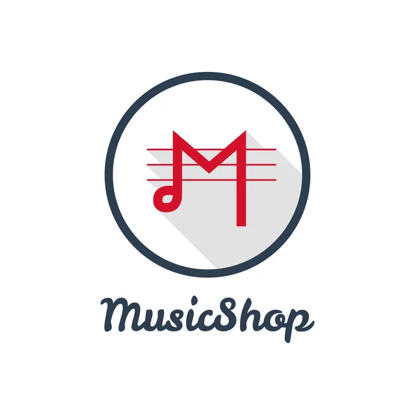 Vector plano moderno minimalista tienda de música o logo de estudio — Vector de stock