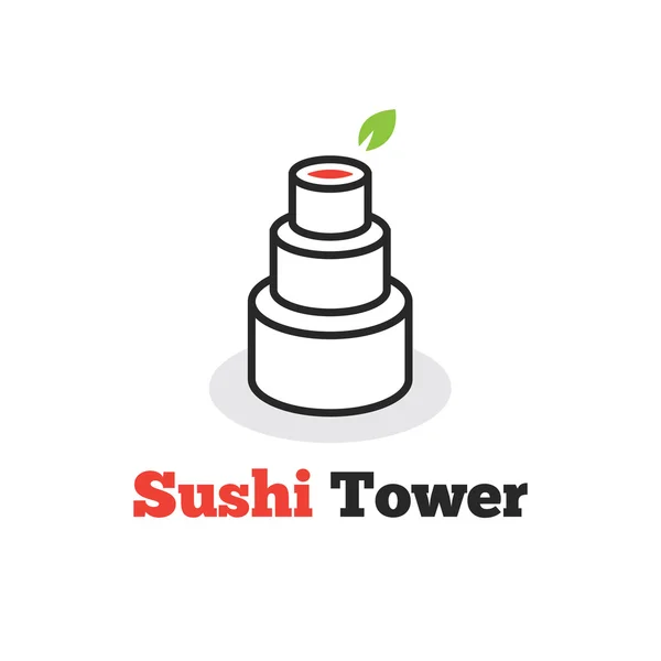Vector moderno logotipo da torre de sushi minimalista. Logotipo de comida asiática criativa . —  Vetores de Stock