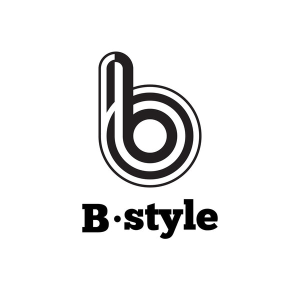 Vector modern black and white abstract logo. B letter logotype with stripes