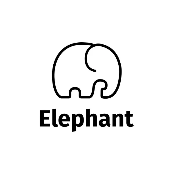 Vector trendy line style minimalistic elephant logo — Stock Vector