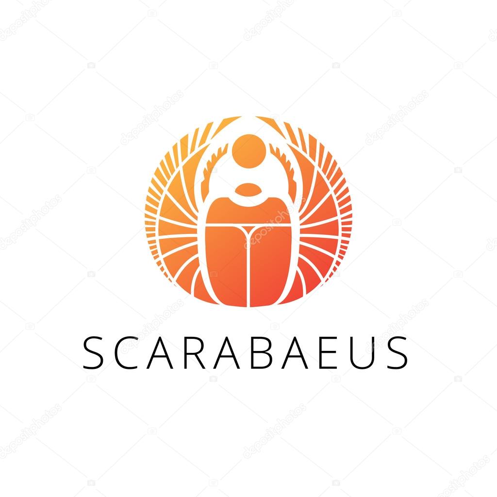 Vector gold scarab logo. Egyptian symbol logotype
