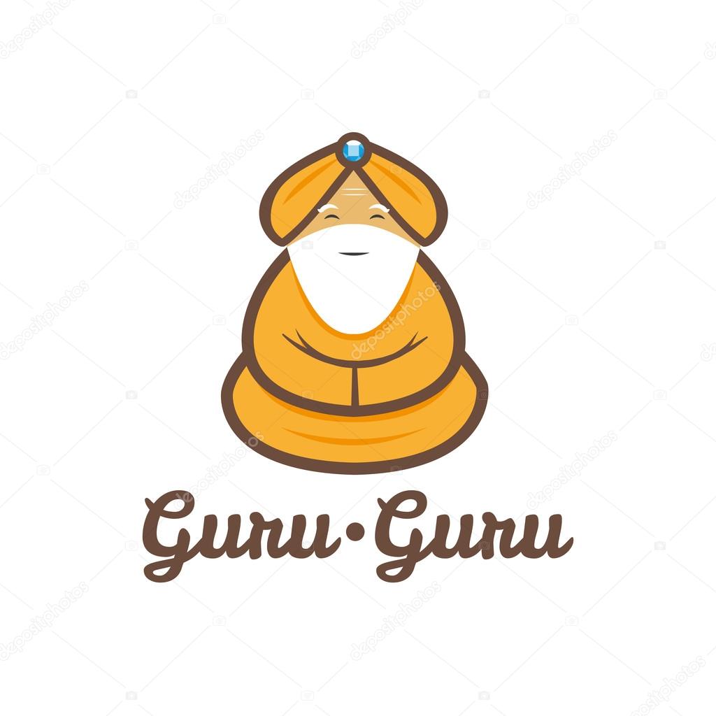 Vector modern minimalistic meditating old guru logo