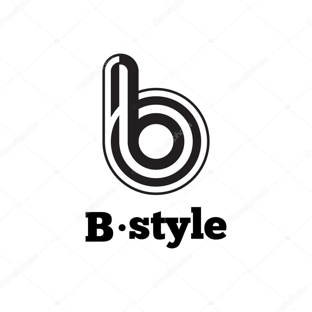 Vector black and white abstract logo. B letter logotype with stripes
