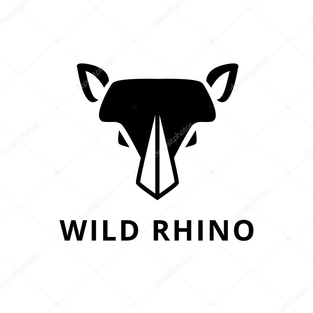 Vector minimalistic flat rhino head logo
