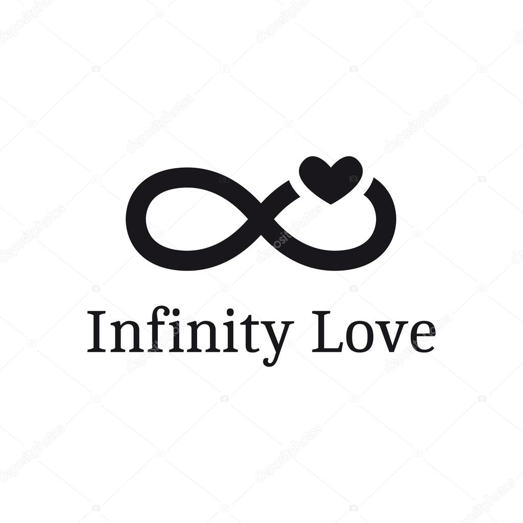 Vector trendy infinity sign with heart logotype. Modern romantic logo