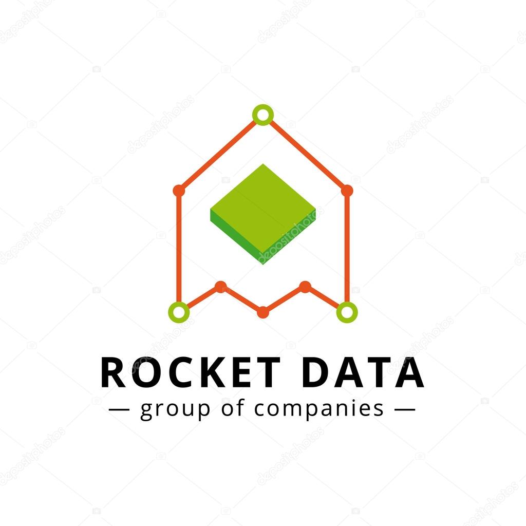 Vector A and M letters charts logotype. Marketing rocket logo