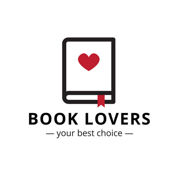 Книга в стиле векторного минимализма с логотипом сердца
