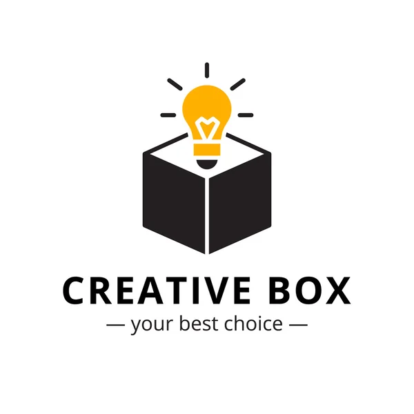 Ampoule vectorielle minimaliste dans un logo de boîte — Image vectorielle