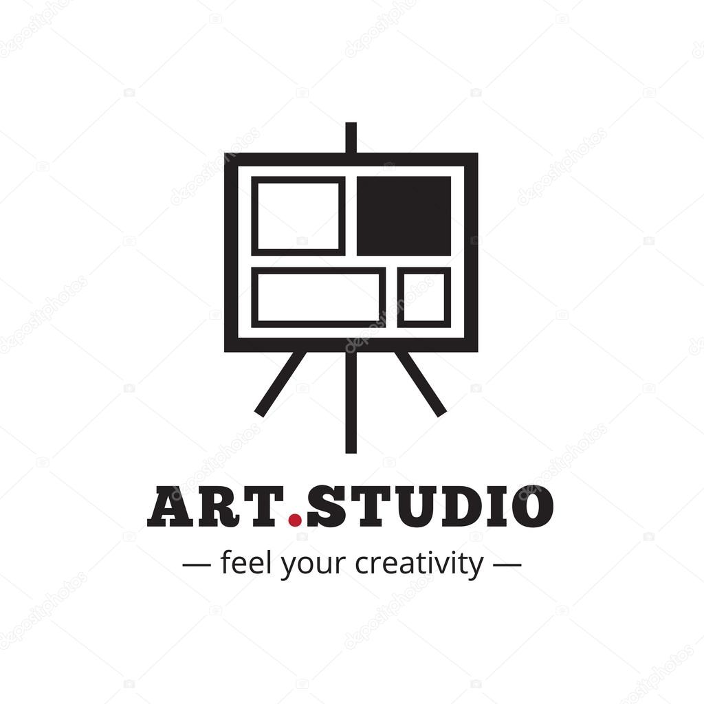Vector minimalistic art studio logo. Easel icon