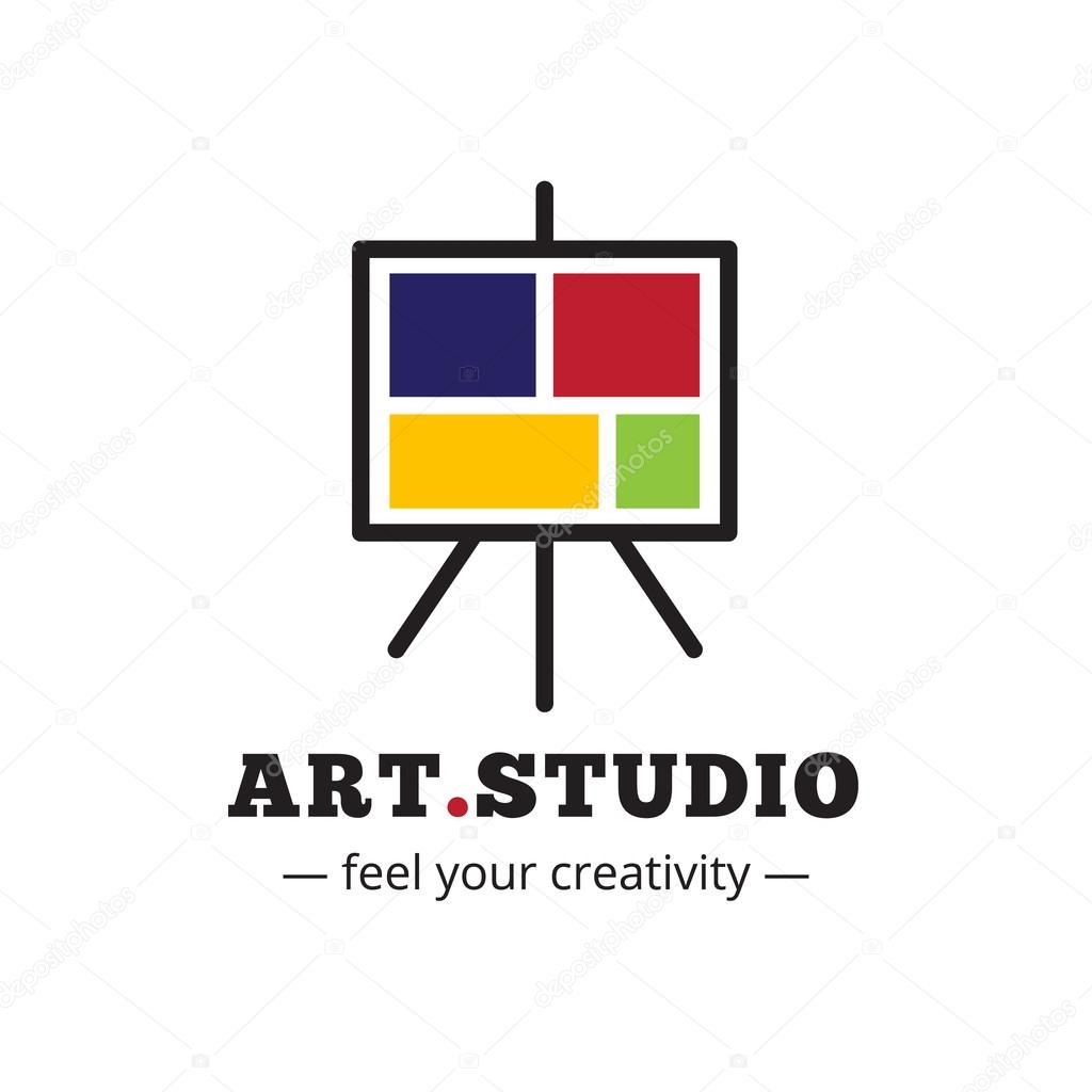 Vector minimalistic art studio logo. Easel icon