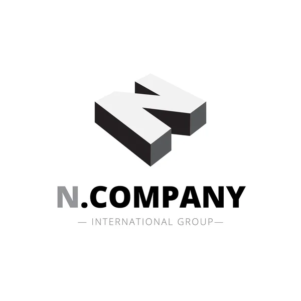 Logo wektor izometryczne monochromatyczne N list. Znak firmowy — Wektor stockowy