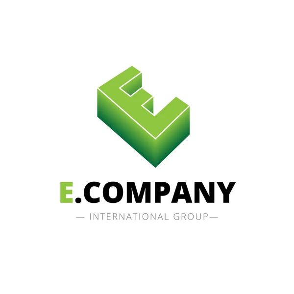 Vektör izometrik degrade E mektup logo. Şirket işareti — Stok Vektör