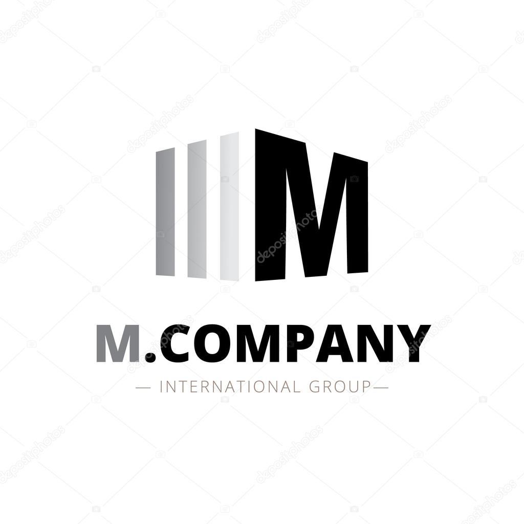 Vector modern isometric M letter logo. Brand sign