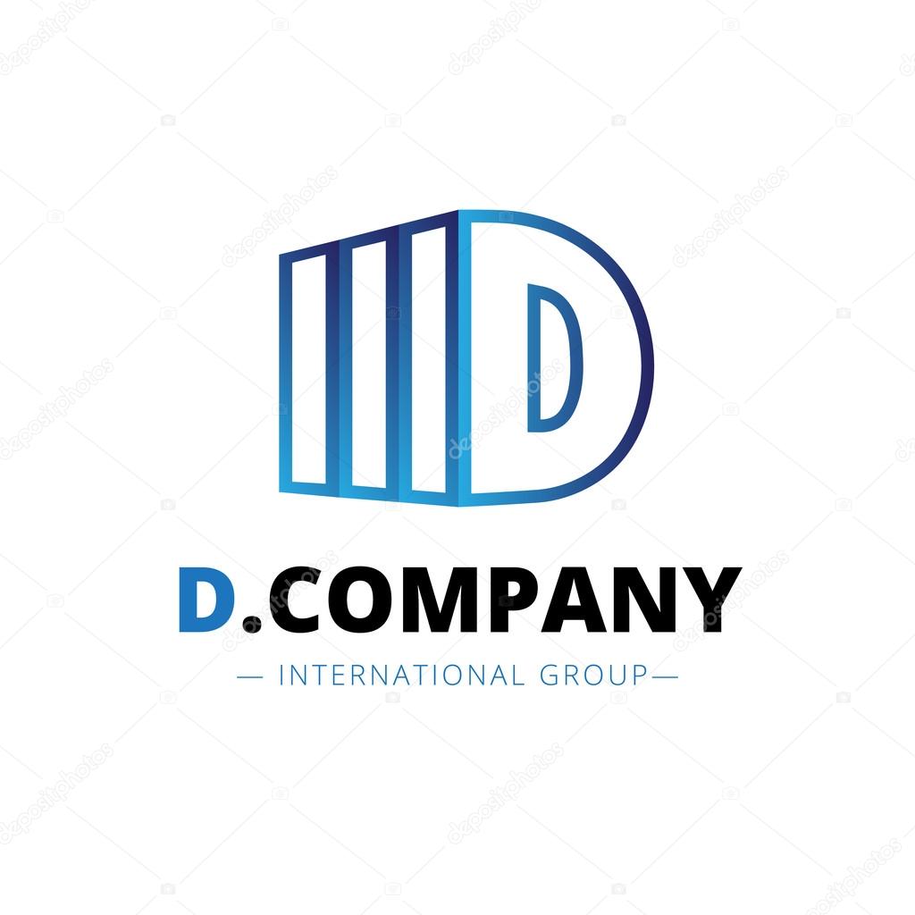 Vector modern isometric D letter logo. Brand sign