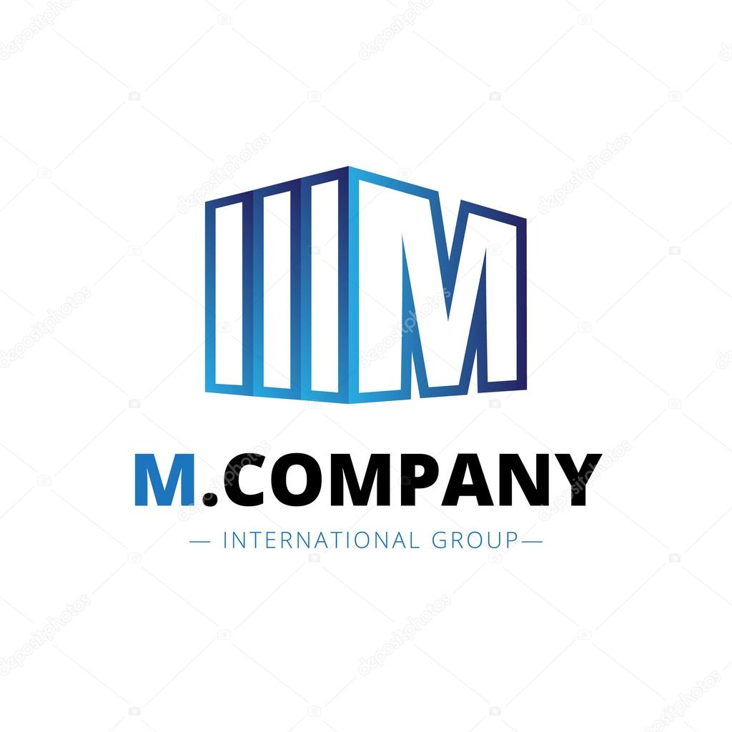 Vector modern isometric M letter logo. Brand sign