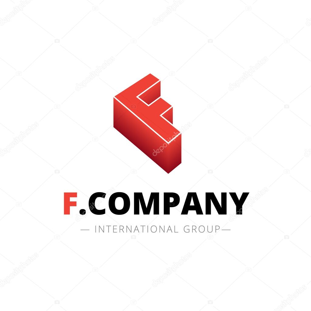 Vector isometric gradient F letter logo. Company sign