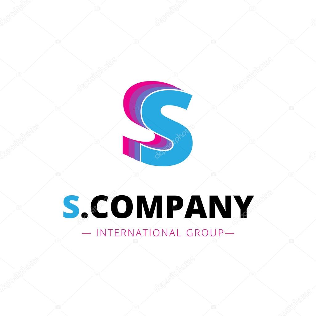 Vector abstract bright pink and blue S letter logo. Brand sign