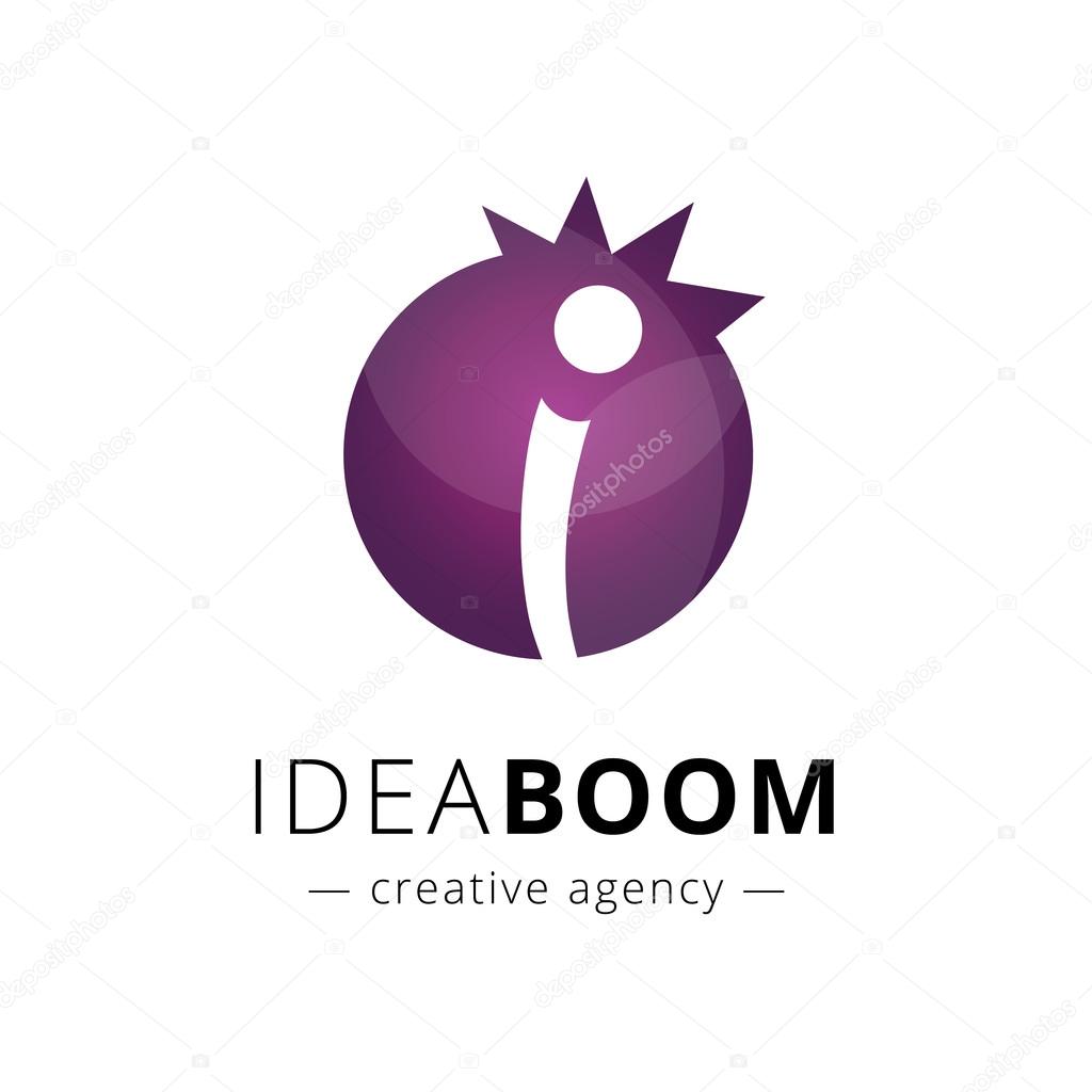 Vector creative explosion logo with i letter. Brand sign