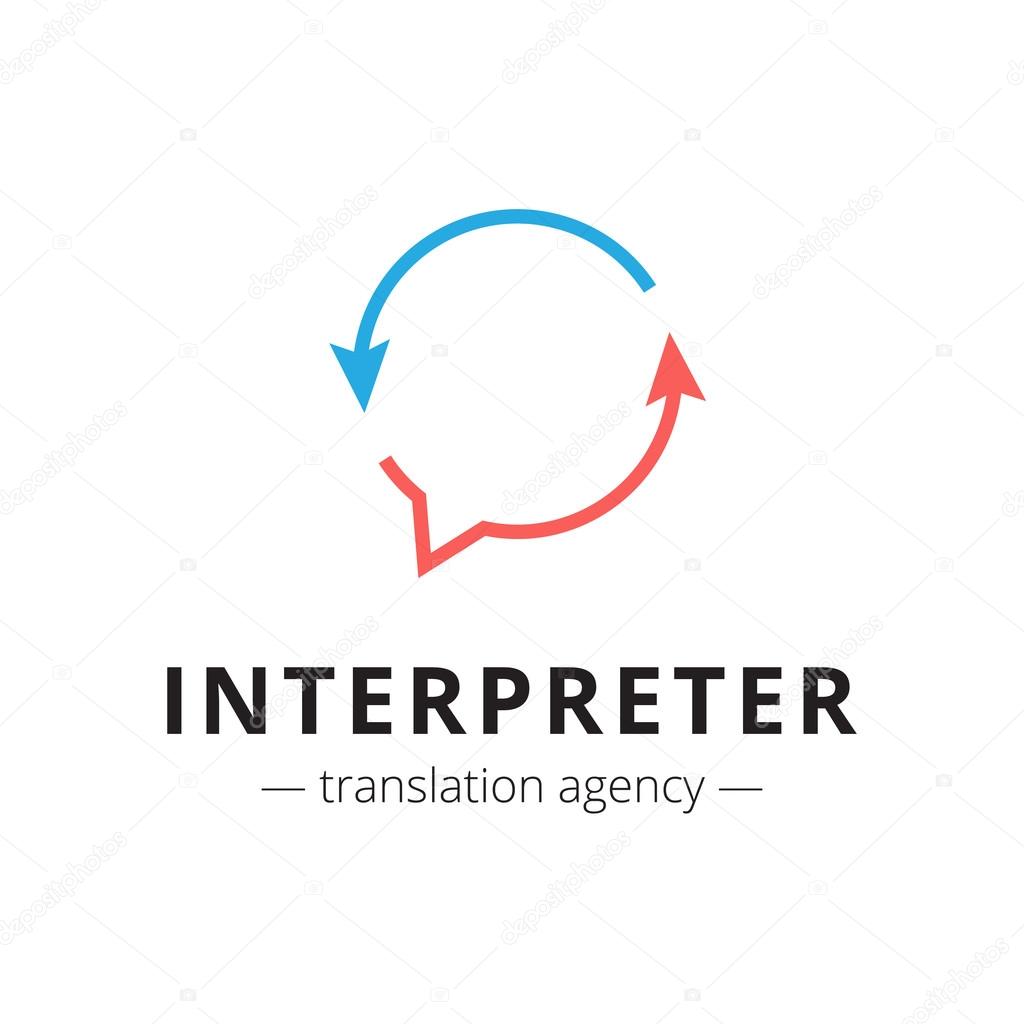 Vector creative translation agency logo. Brand sign