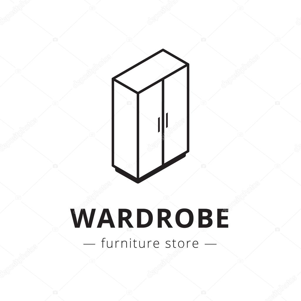 Vector trendy isometric line style wardrobe logo. Brand sign