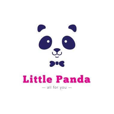 Vektör minimalist panda kafa papyon logolu