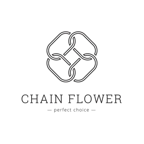 Vector minimalistic chain flower line style logo — Stock Vector