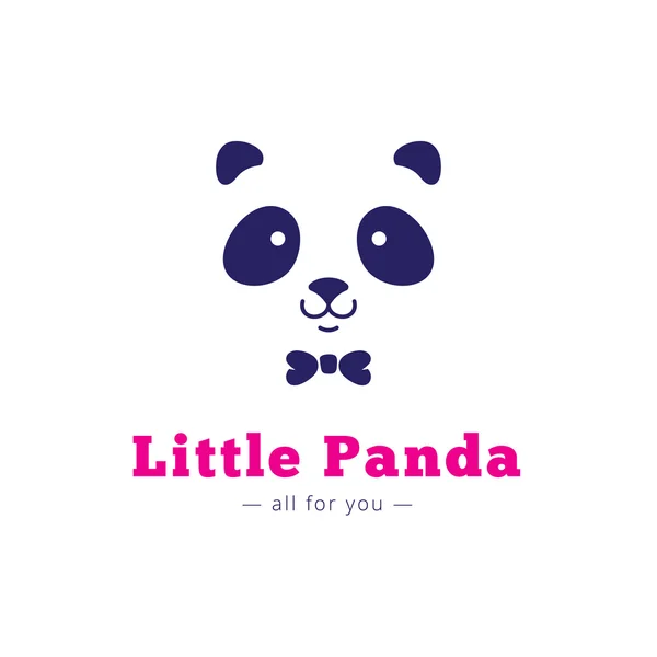 Testa di panda minimalista vettoriale con logo papillon — Vettoriale Stock