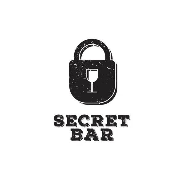 Διάνυσμα μινιμαλιστική μυστικό μπαρ λογότυπο με μικρό ποτήρι ως κλειδαρότρυπα — Διανυσματικό Αρχείο