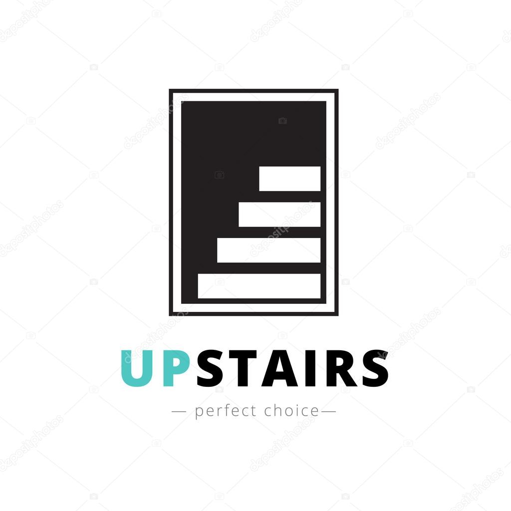 Vector minimalistic negative space stairs logo. Brand sign