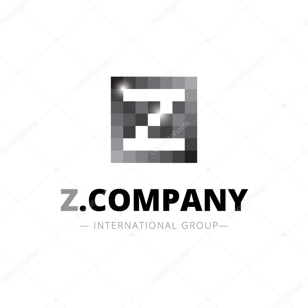 Vector pixel style geometric Z letter logo