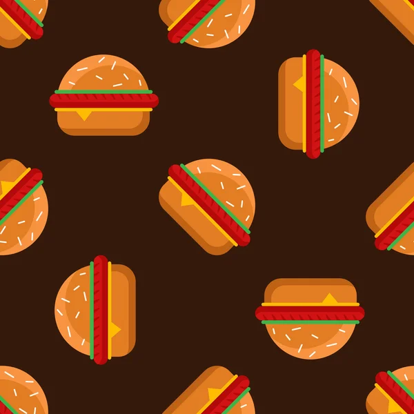 Vector geometrische platte hamburgers naadloze patroon — Stockvector