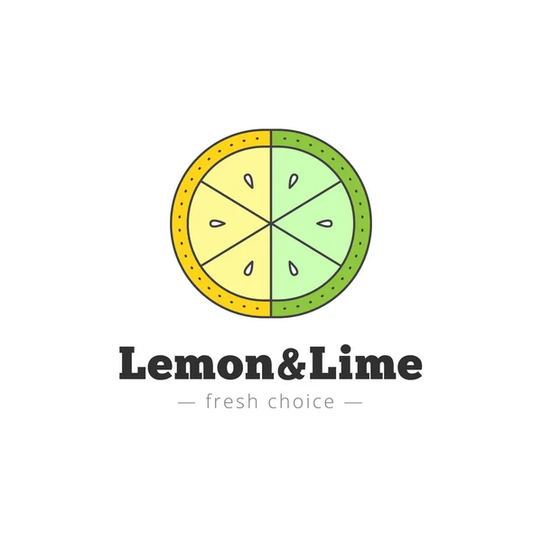 Logotipo de limón y limón vectorial en estilo de línea de moda . — Archivo Imágenes Vectoriales
